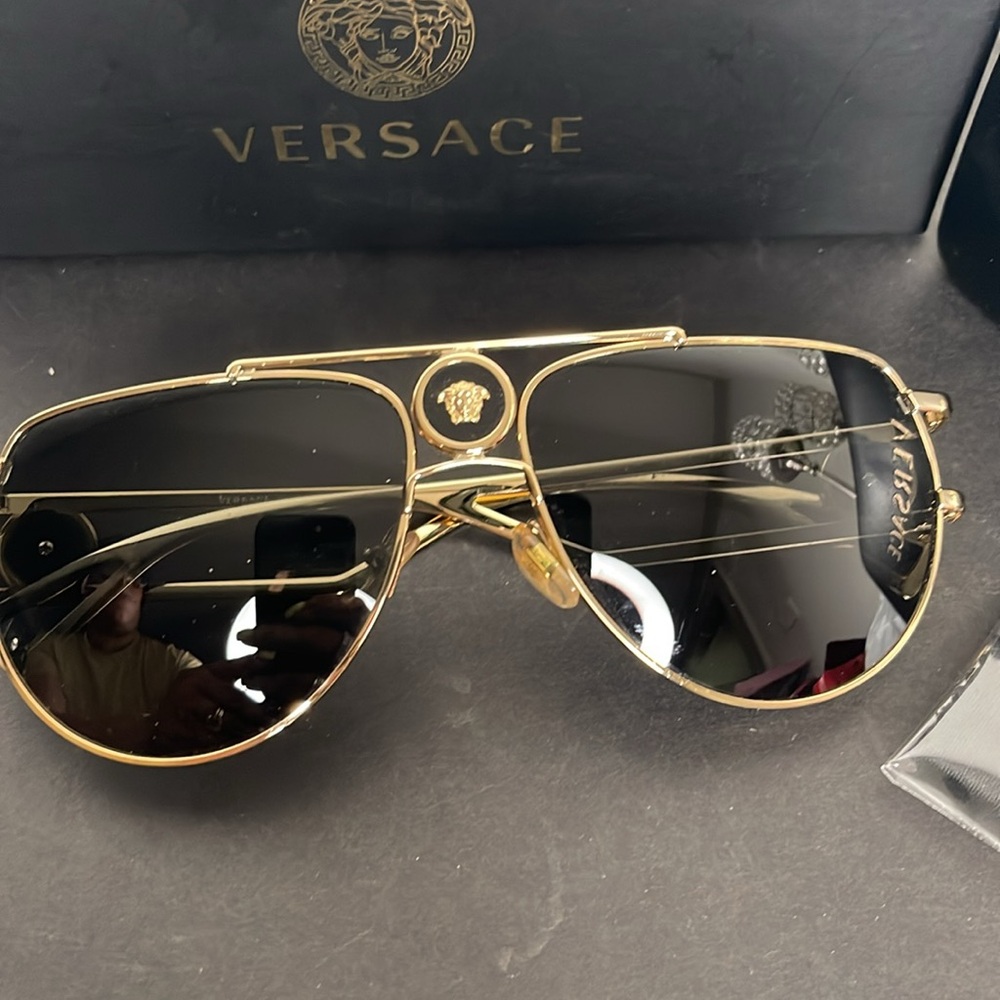 Versace Gold Aviator Sunglasses - Picture 10 of 10